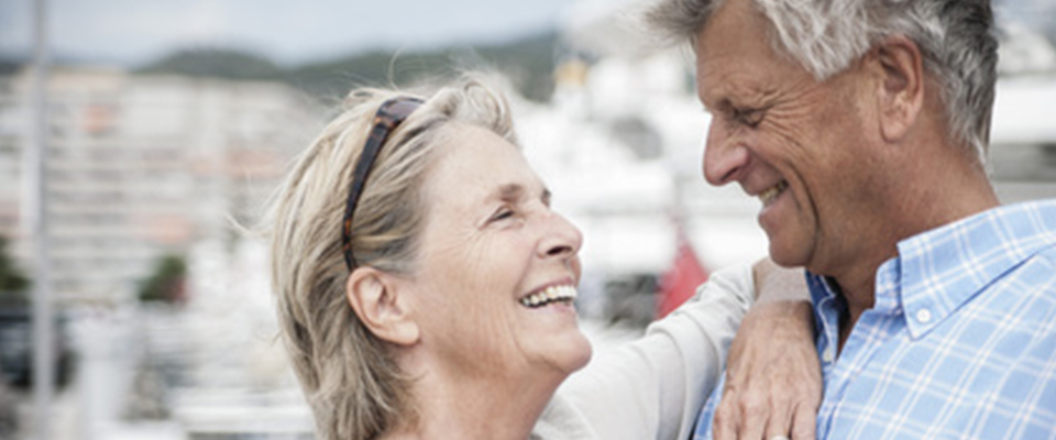 Senior couple celebrating as Canada turns 150.