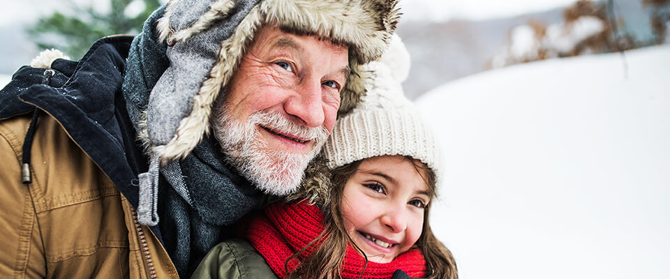 Canadian Retiree having fun time with his grandkid on Family Day.