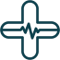 Chip health icon with a cross and a lifeline