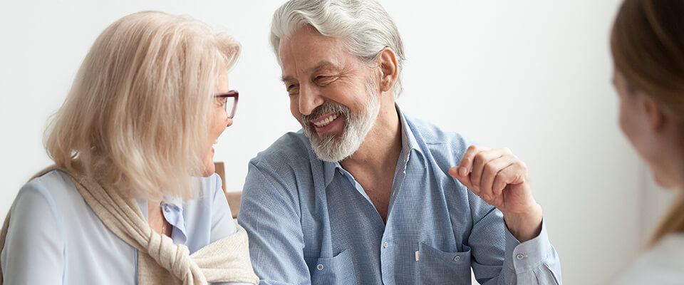 Senior couple planning for remortgage