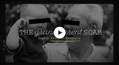 video image still of the Grandparent scam video