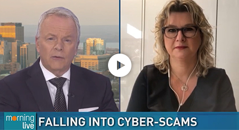 Video still of morning live interview about cyber-scams