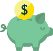Piggy bank with a dollar coin icon